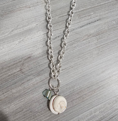 Necklace with shell and stone charm