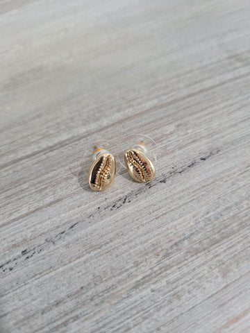 Gold color seashell earrings with surgical steel post