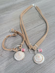 tan Leather necklace with shell charm