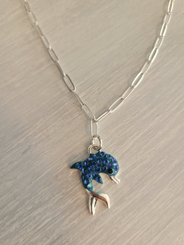 Necklace with blue dolphin charm