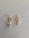 Gold color seashell earrings with pearl beads