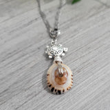 Real seashell, set of necklace, bangle, and ring