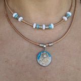 Leather cord necklace with real seashell.