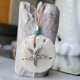 Cord, real sand dollar necklace