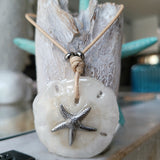 Cord, real sand dollar necklace