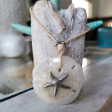 Cord, real sand dollar necklace