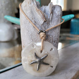 Cord, real sand dollar necklace