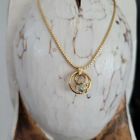 Gold plated necklace with sea turtle charm