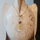 Cord necklace with real seashell initial charm